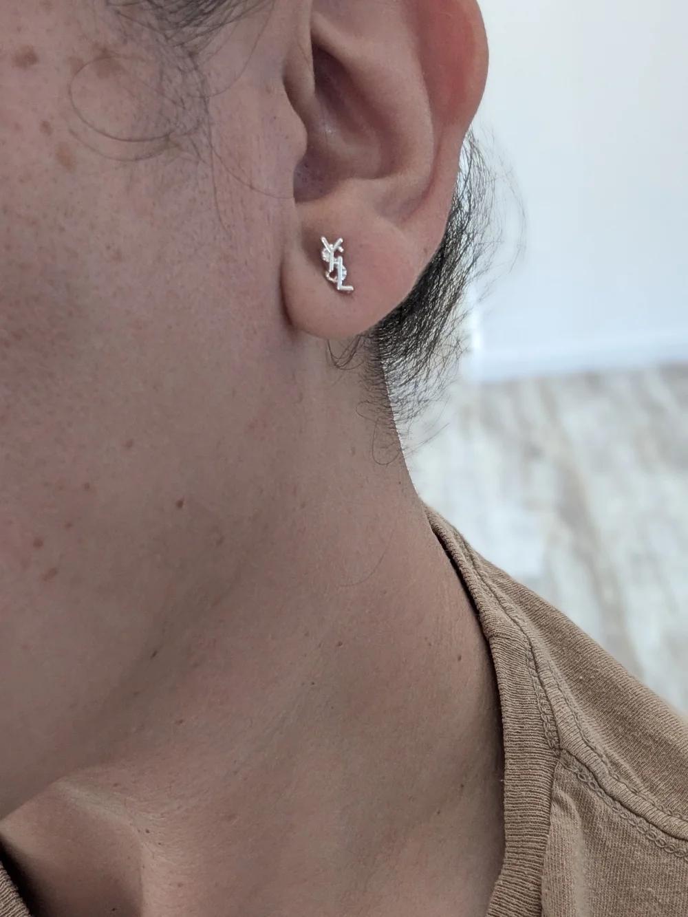 Silver Logo Stud Earrings - Women Jewelry